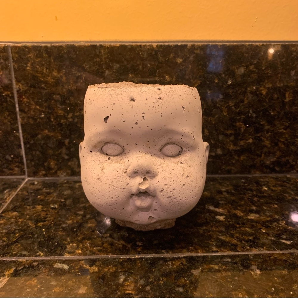 Concrete Baby Doll Head Planter